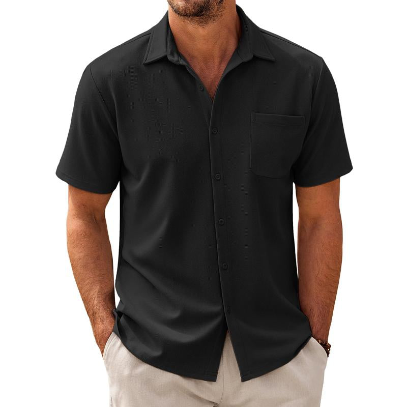 Men's Casual Cotton Blend Short Sleeve Shirt 44487570X