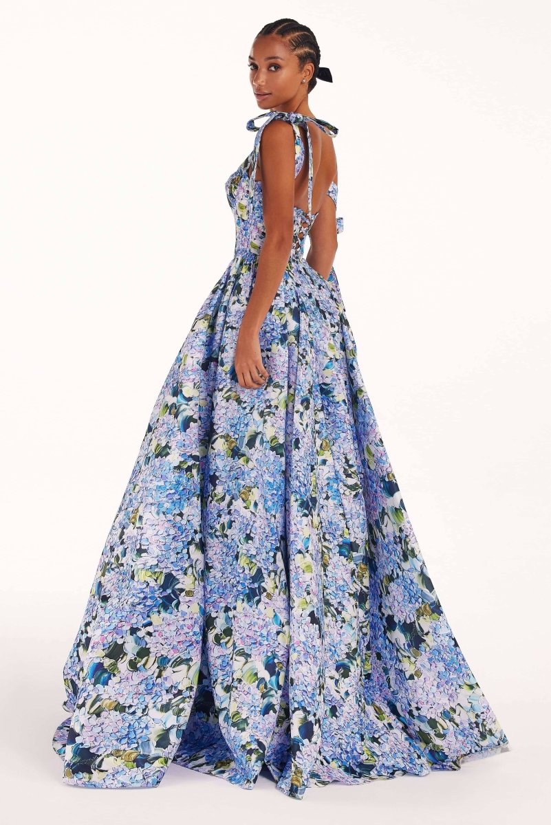 Kacey Hydrangea Printed Strap Maxi Dress