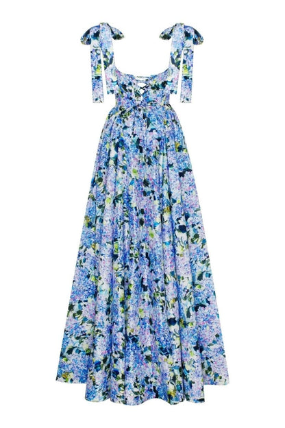 Kacey Hydrangea Printed Strap Maxi Dress