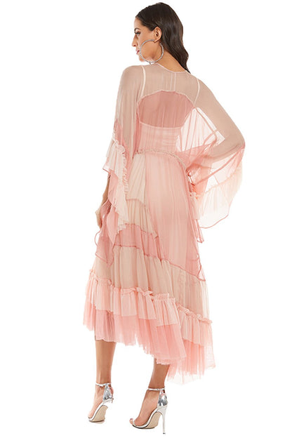 Katie Mesh Gradient Pink Midi Maxi Dress