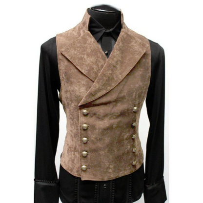 MEN'S STAND COLLAR SUEDE DOUBLE BREASTED VEST 72601313M