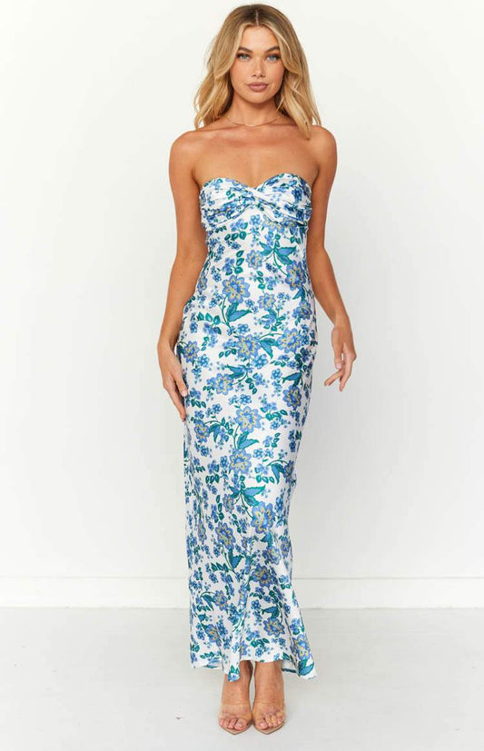 Lorna Printed Knotted Tube Maxi Dress