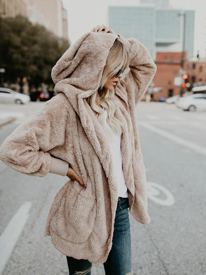 Ava – Cozy Fuzzy Hooded Coat