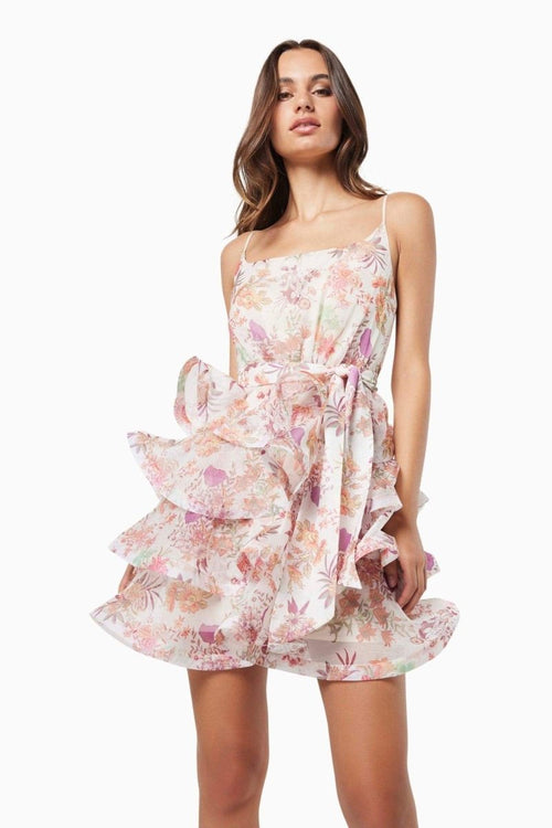 Monica Floral Printed Ruffle Mini Dress