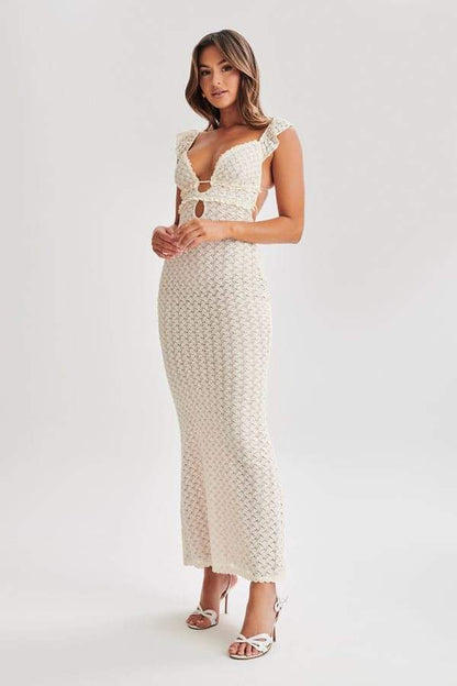 Muriel Ruffle Cut-out Knit Maxi Dress