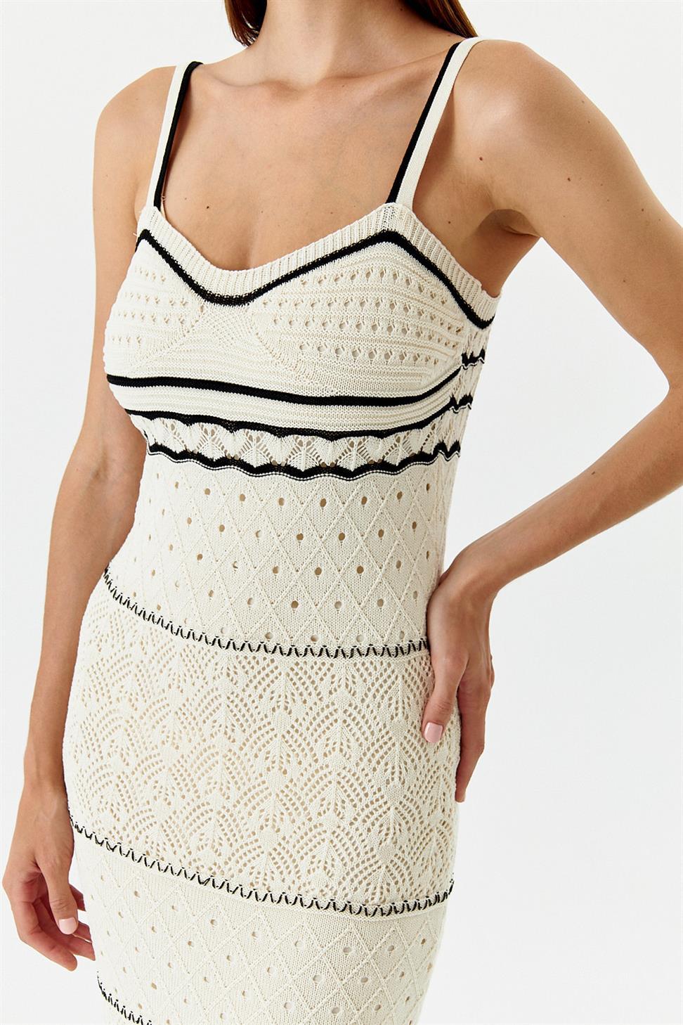 Nan Contrast Crochet Maxi Slip Dress