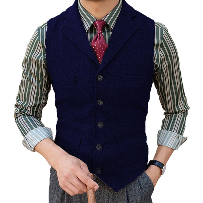 Men's Vintage Classic Lapel Single Breasted Suit Vest 15824060M