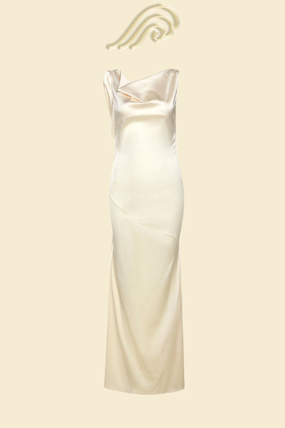 Persis Cowls Backless Satin Maxi Dress