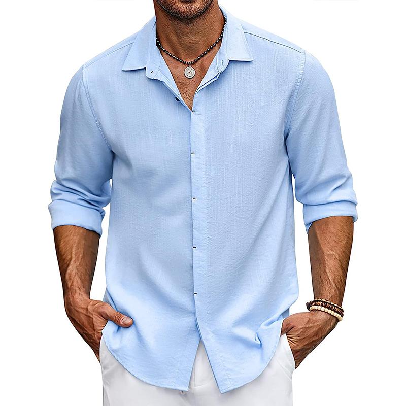 Men's Solid Loose Lapel Half Sleeve Casual Shirt 11755231Z