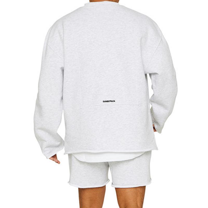 Men's Fashion Solid Color Loose Rolled Sweatshirt Shorts Set 47733694Z