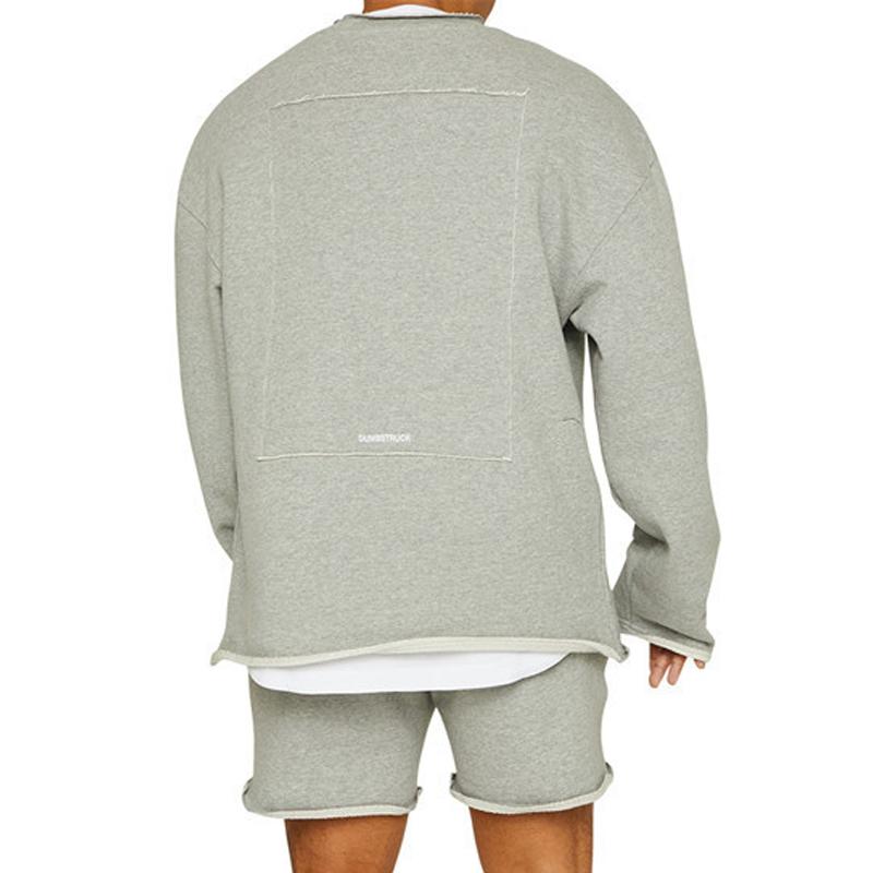 Men's Fashion Solid Color Loose Rolled Sweatshirt Shorts Set 47733694Z