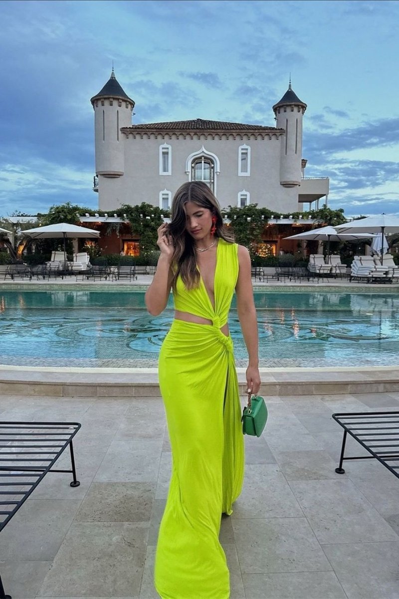 Sara V-neck High Slit Maxi Dress