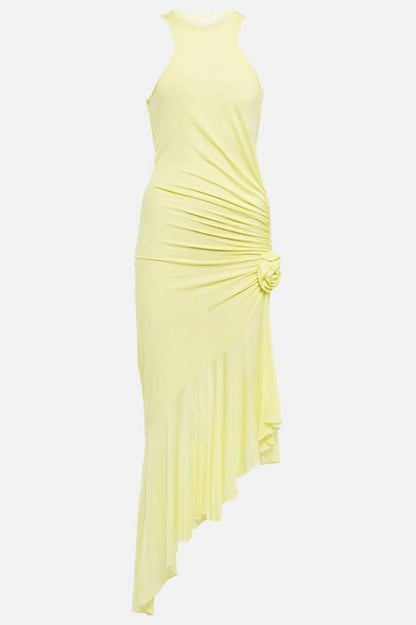 Valerie Asymmetric Ruffle Midi Dress