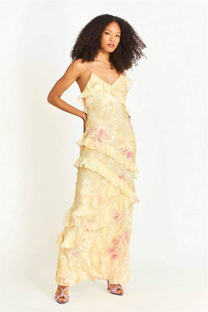 Virginia Floral Ruffle Maxi Slip Dress