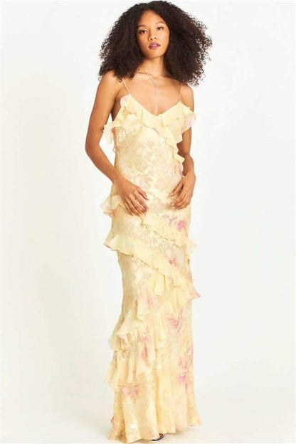 Virginia Floral Ruffle Maxi Slip Dress